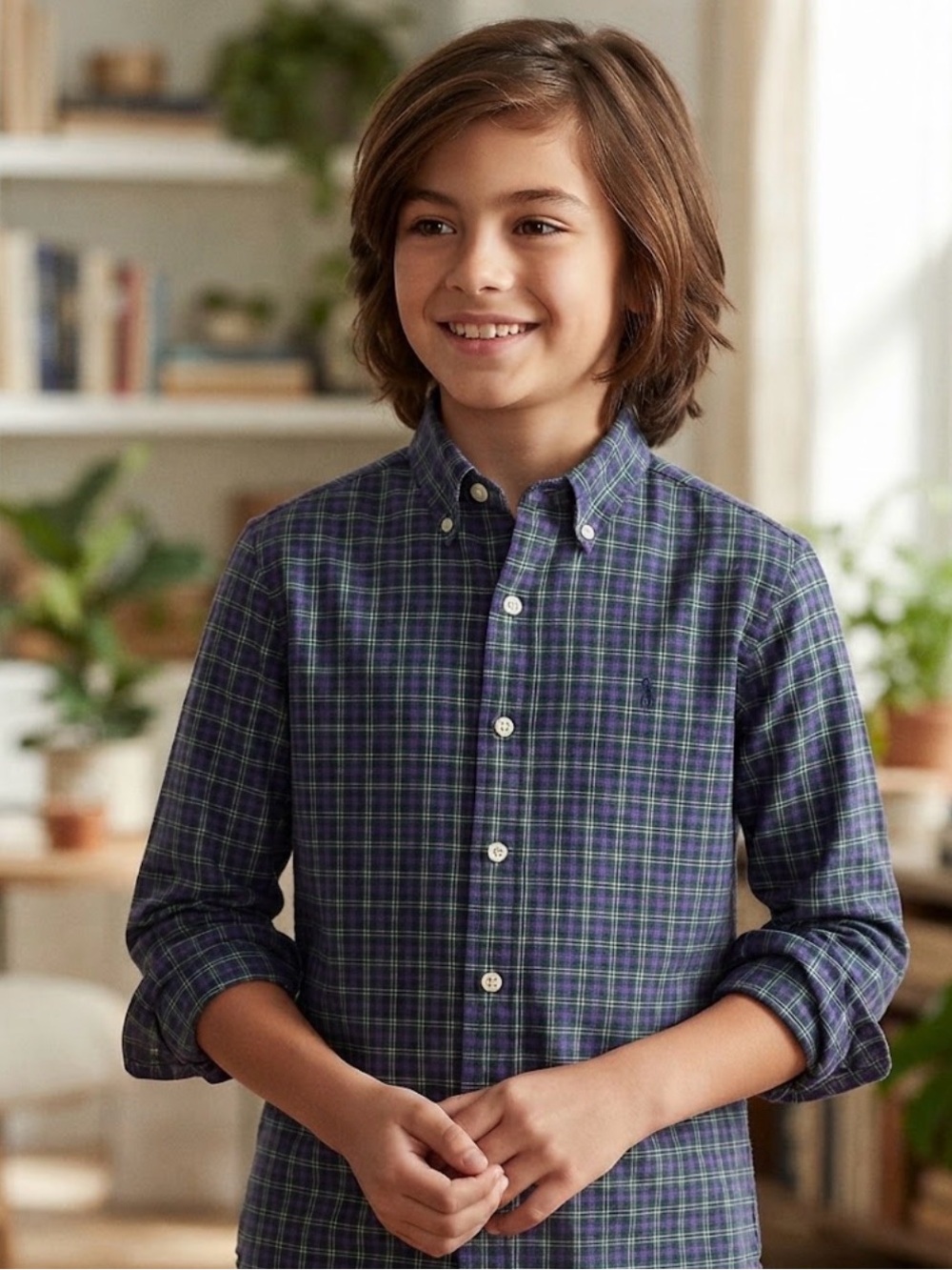 Polo Ralph Lauren Green & Navy Plaid Button-Down Shirt
